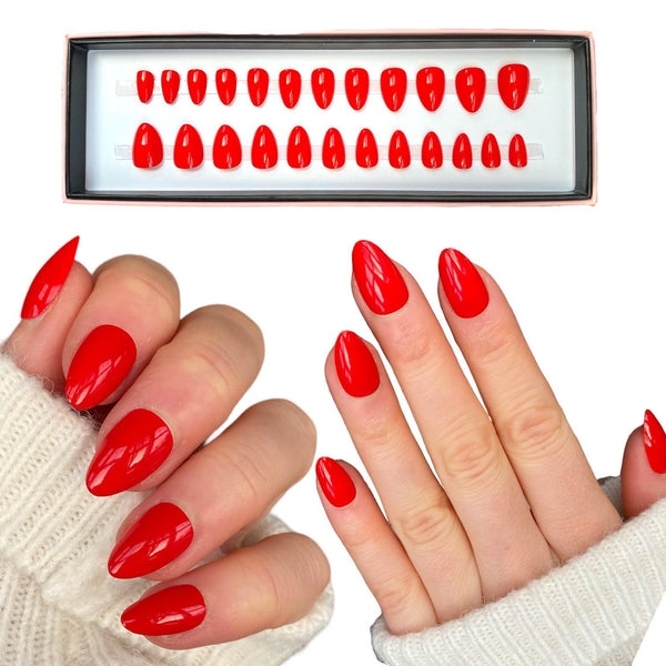 Introductory Price TODAY! Hot Red Gloss Short Almond - doobysnailsltd