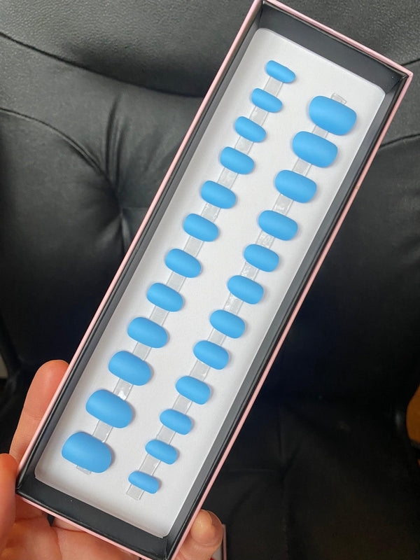 Last One! Baby Blue Matte Short Oval - doobysnailsltd