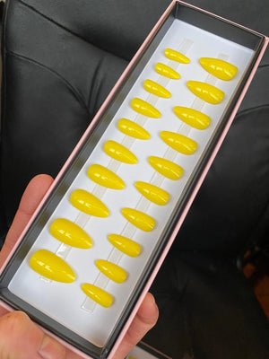 Last One! Bright Yellow Gloss Long Almond - doobysnailsltd