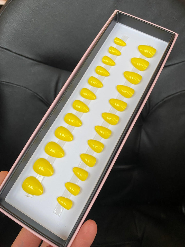 Last One! Bright Yellow Gloss Short Almond - doobysnailsltd