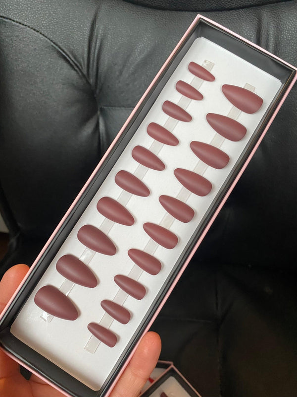 Last One! Brown Matte Long Almond - doobysnailsltd