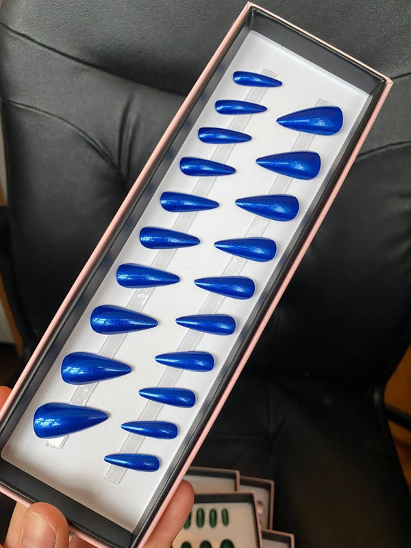 Last One! Metallic Blue Midi Stiletto - doobysnailsltd