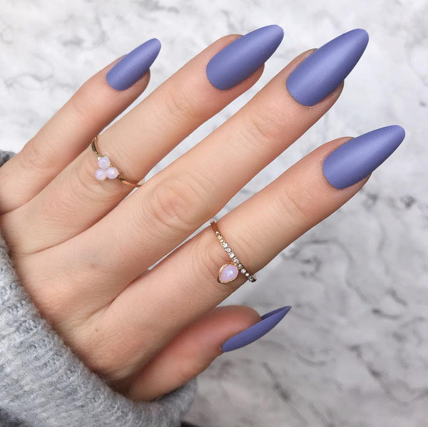 Lilac Matte Long Almond - doobysnailsltd