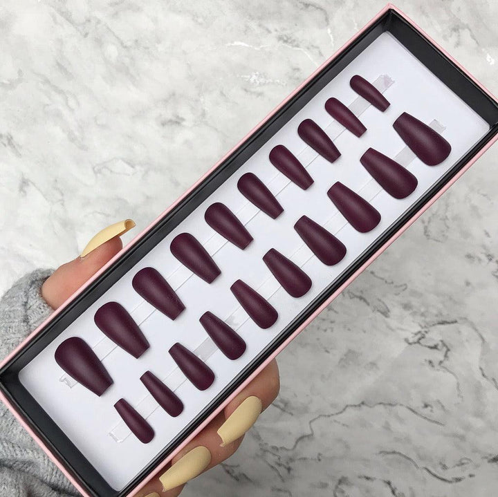 Maroon Matte Midi Coffin - doobysnailsltd