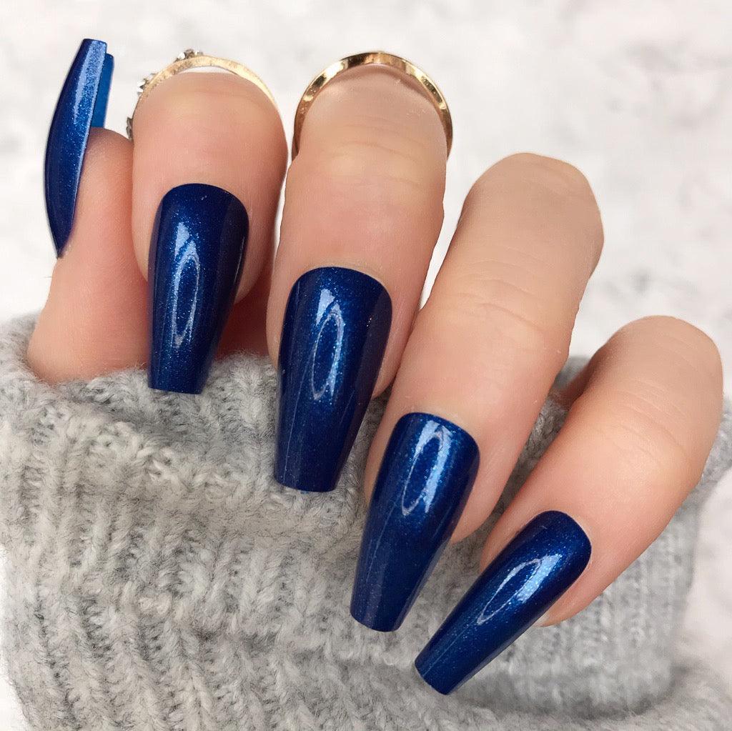 Glossy Light Blue and Dark Blue Ombre : Fake Nails / Press on Nails /  Artificial Nails / Nail Tips – The NailzStation