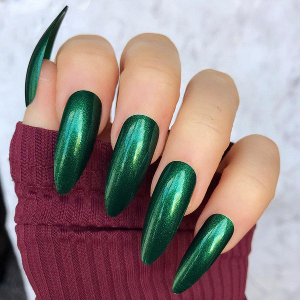 Metallic Green Long Stiletto - doobysnailsltd