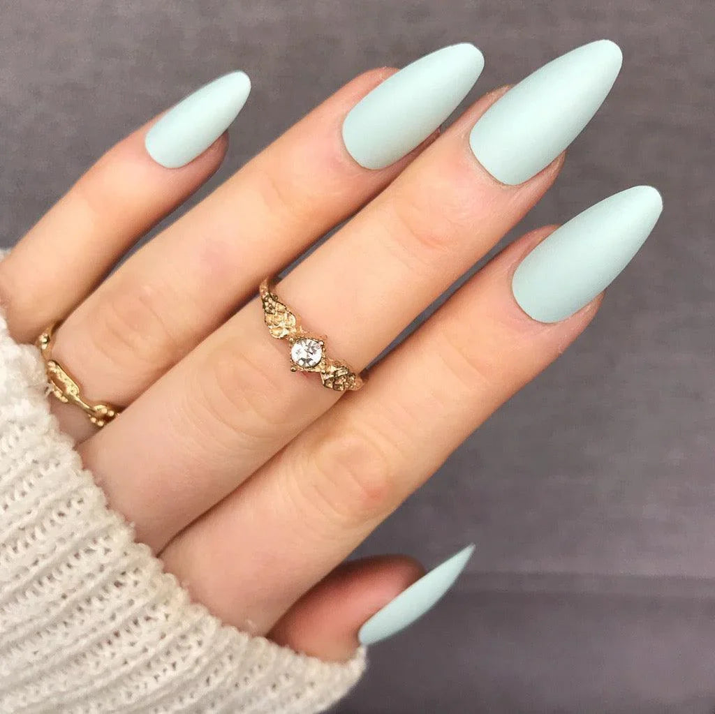 Mint Matte Long Almond - doobysnailsltd