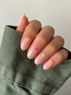 Neon Hearts Short Oval - doobysnailsltd