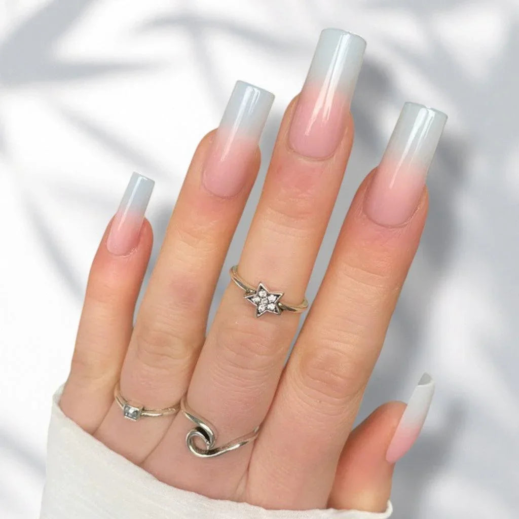 Pink Ombre Long Square - doobysnailsltd