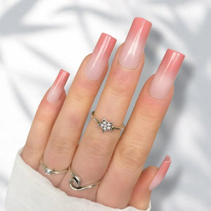 Soft Red Ombre Long Square - doobysnailsltd