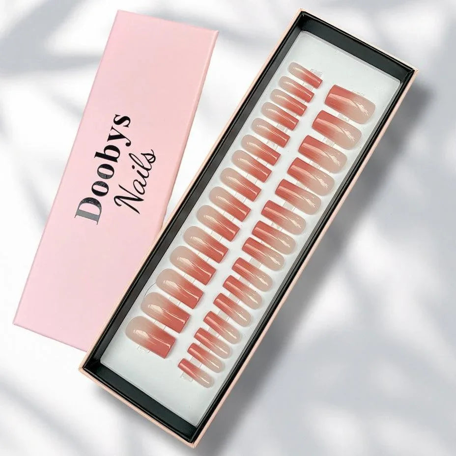 Soft Red Ombre Long Square - doobysnailsltd