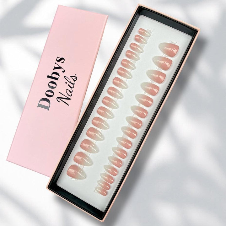 Peach Ombre Short Almond - doobysnailsltd