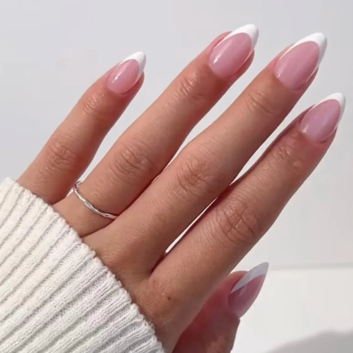 RESTOCK! Classic French Pink base Short Almond - Press on nails - Next ...