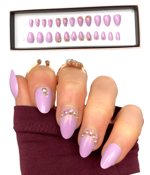 New! Ombre Diamante Lilac Short Almond - doobysnailsltd