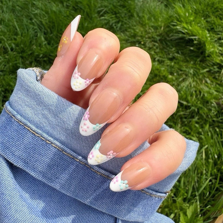 New! Pastel Flower Long Almond - doobysnailsltd