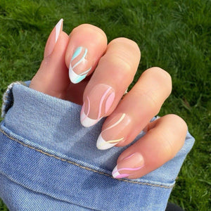New! Pastel Swirl Short Almond - doobysnailsltd