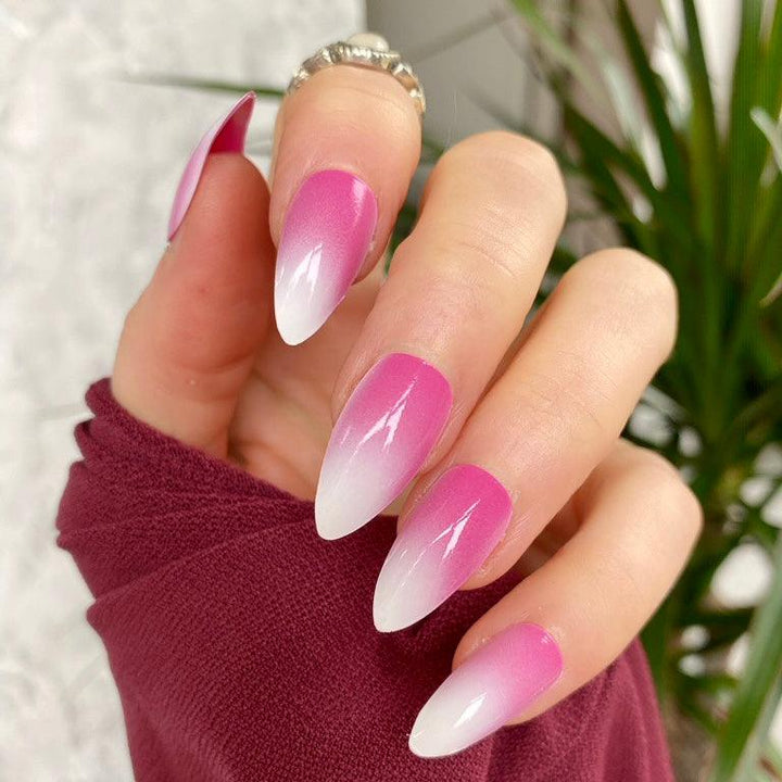 New! Pink & White Ombre Almond - doobysnailsltd