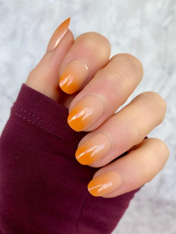 Nude & Orange Ombre Short Oval - doobysnailsltd