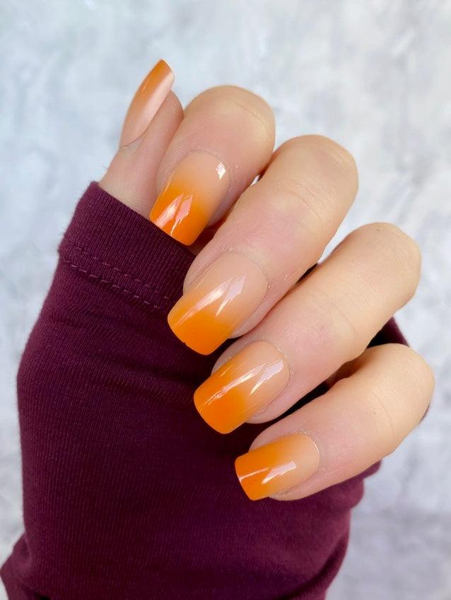 Nude & Orange Ombre Short Square - doobysnailsltd