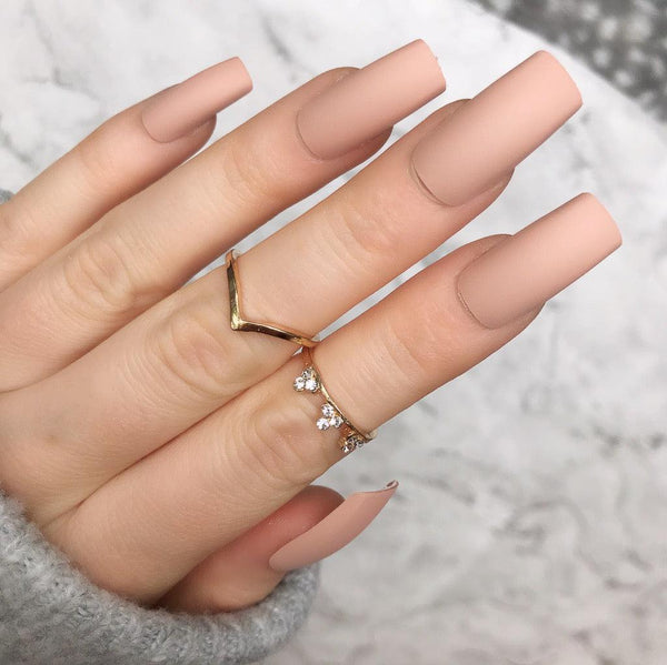 Nude Matte Long Square - doobysnailsltd