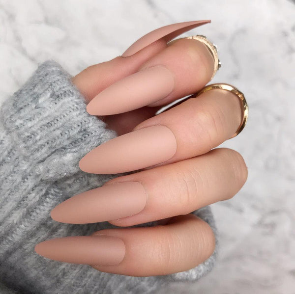 Nude Matte Long Stiletto - doobysnailsltd