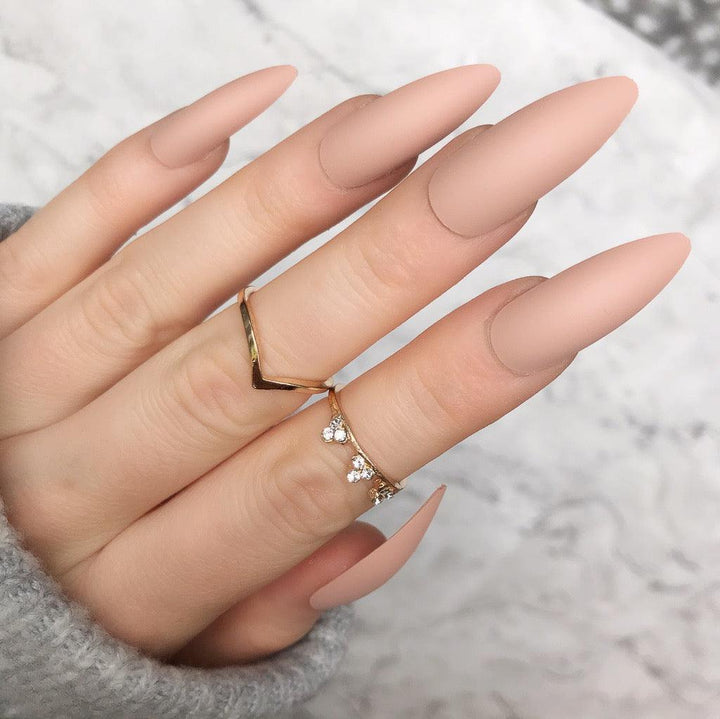 Nude Matte Long Stiletto - doobysnailsltd