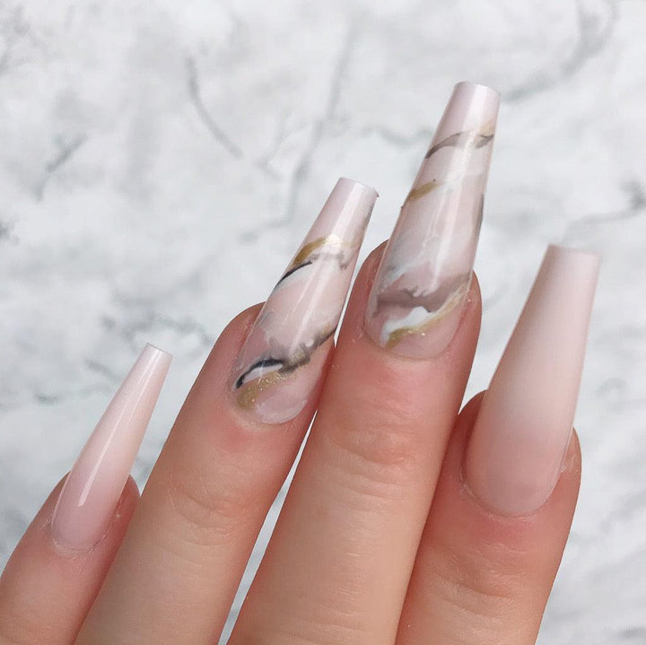 Ombre Marble Extra Coffin - doobysnailsltd