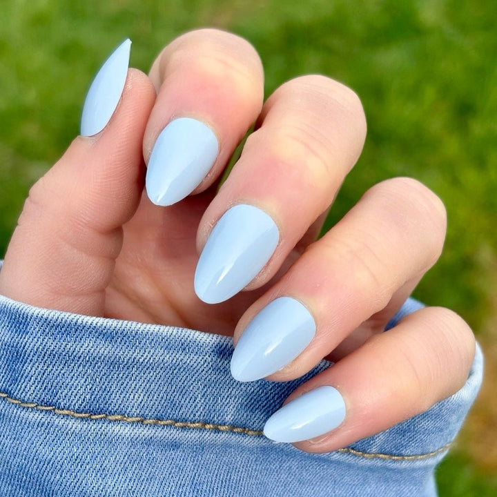 Pastel Blue Gloss Short Almond - doobysnailsltd