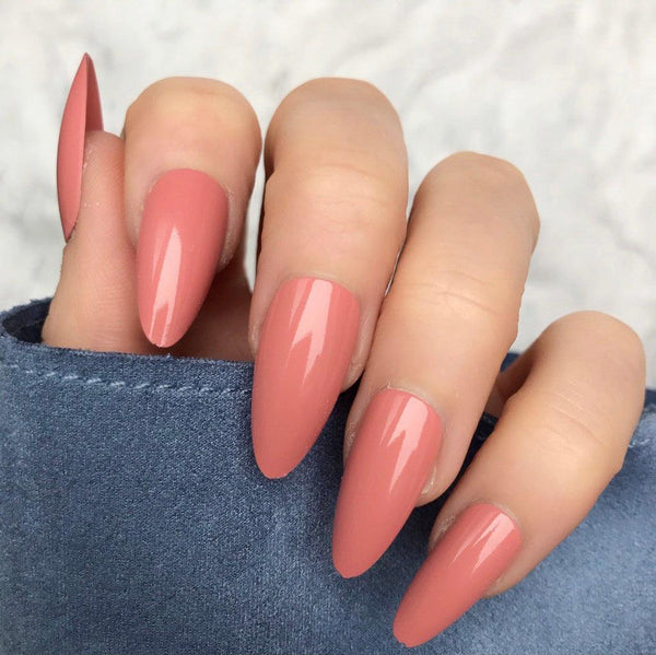 Pastel Rose Gloss Long Almond - doobysnailsltd