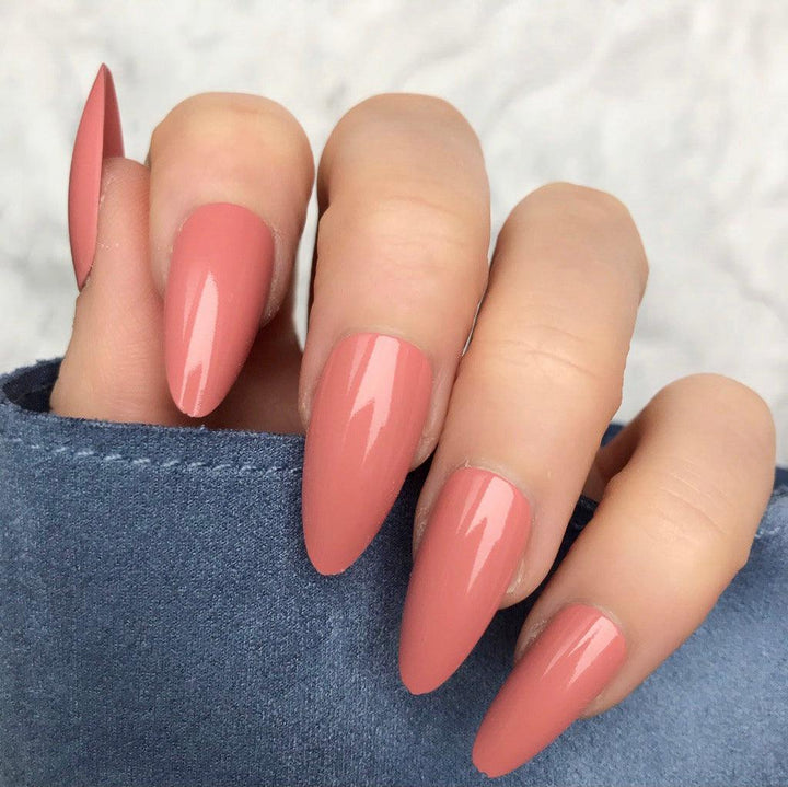 Pastel Rose Gloss Long Almond - doobysnailsltd