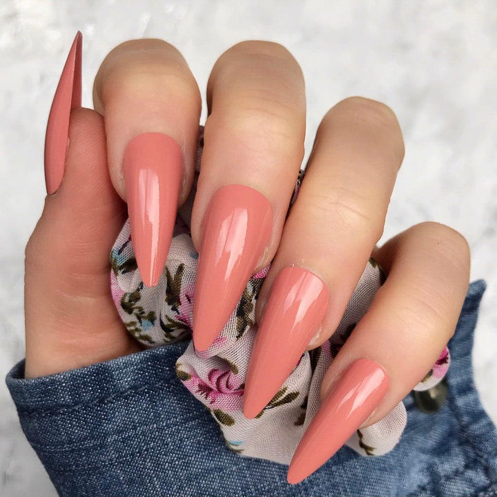 Pastel Rose Gloss Midi Stiletto - doobysnailsltd