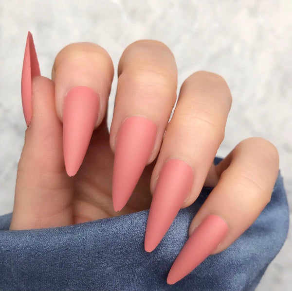 Pastel Rose Matte Midi Stiletto - doobysnailsltd