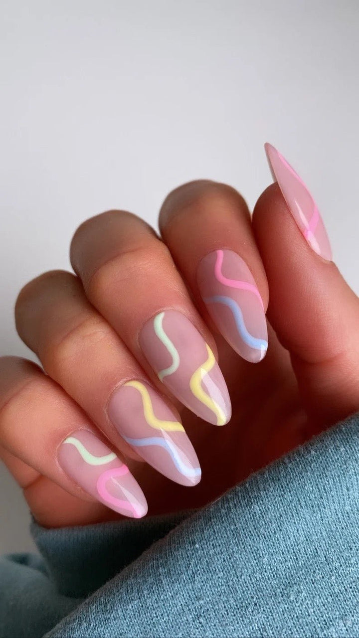 Pastel Swirl Mix Long Almond - doobysnailsltd