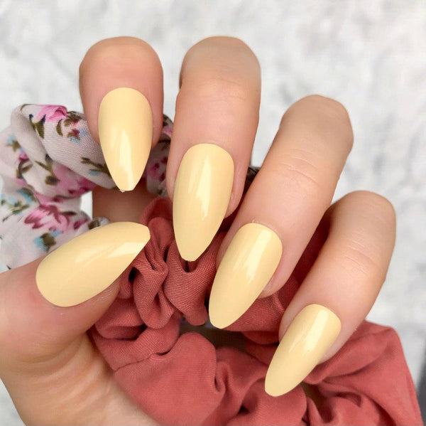 Pastel Yellow Gloss Almond - doobysnailsltd