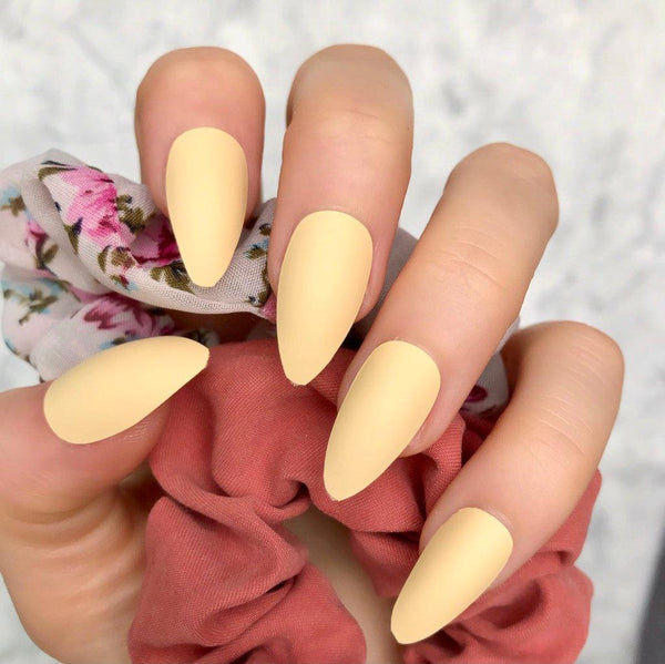 Pastel Yellow Matte Almond - doobysnailsltd