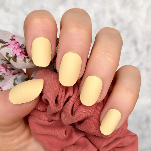 Pastel Yellow Matte Short Oval - doobysnailsltd