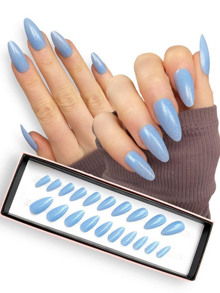 Periwinkle Blue Long Almond - doobysnailsltd