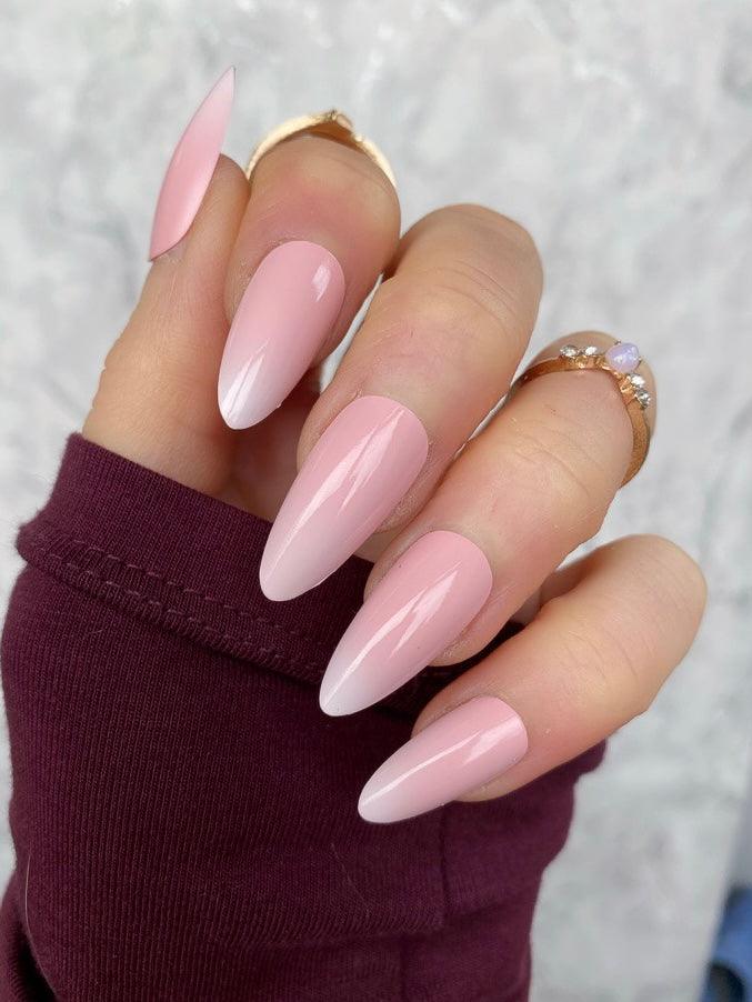 Pink Ombre Long Almond - doobysnailsltd