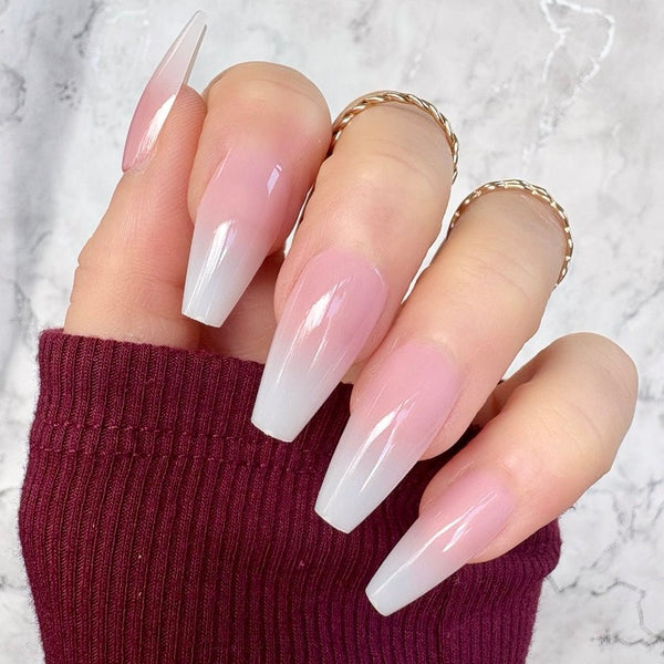 Pink Ombre Midi Coffin - doobysnailsltd
