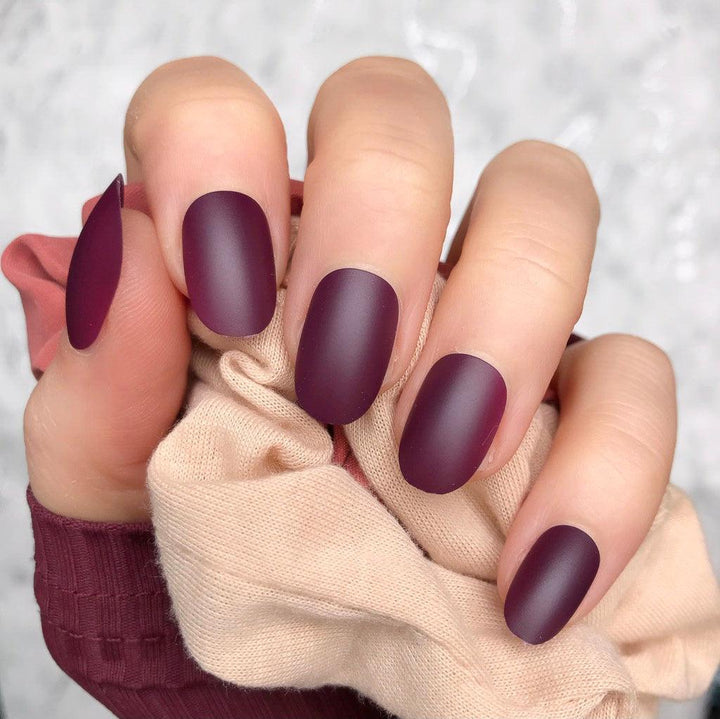 Plum Matte Short Oval - doobysnailsltd