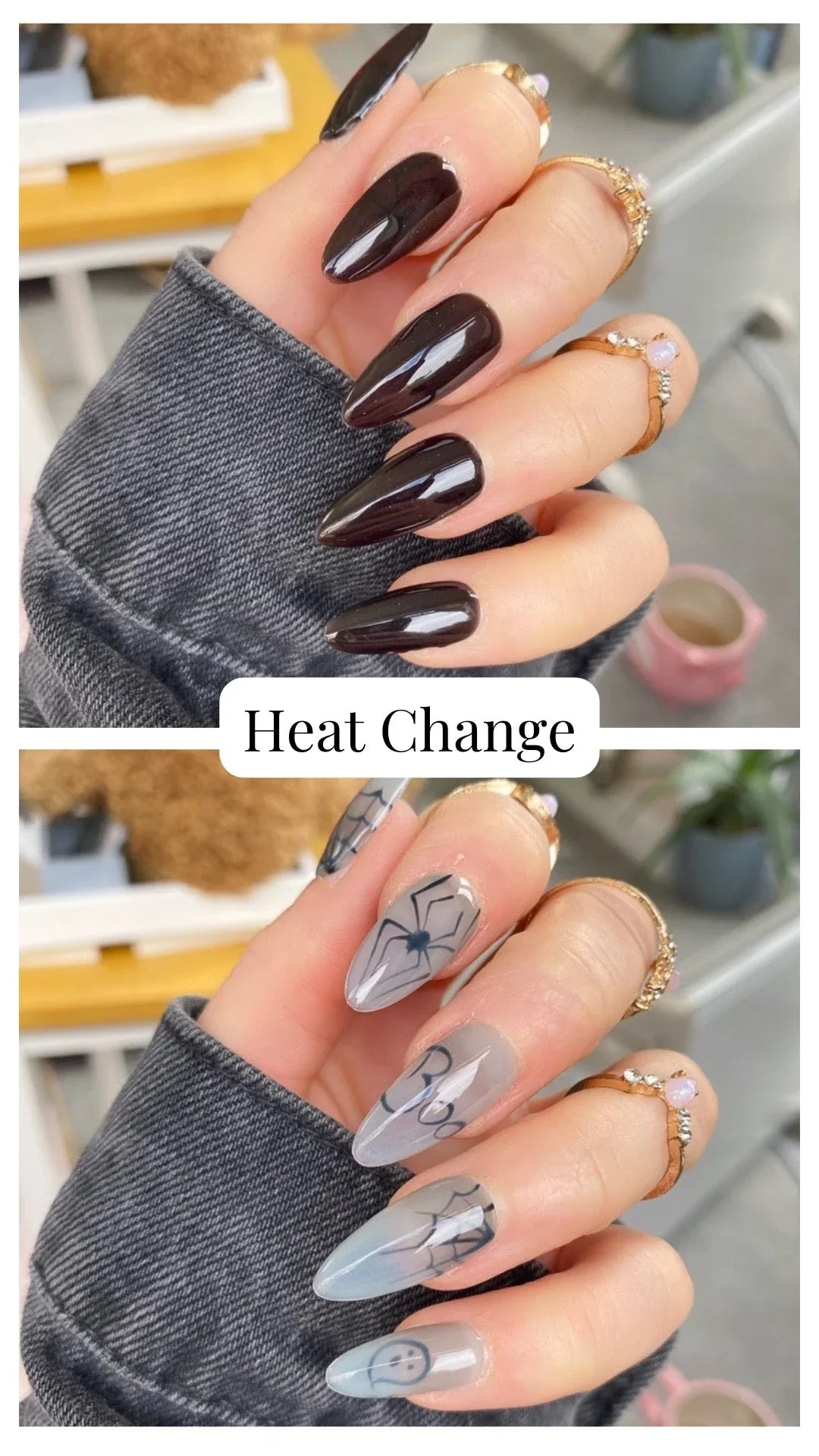 RESTOCK! Spooky Heat Change Long Almond - doobysnailsltd