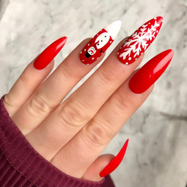 Snowy Days RED Long Stiletto - doobysnailsltd