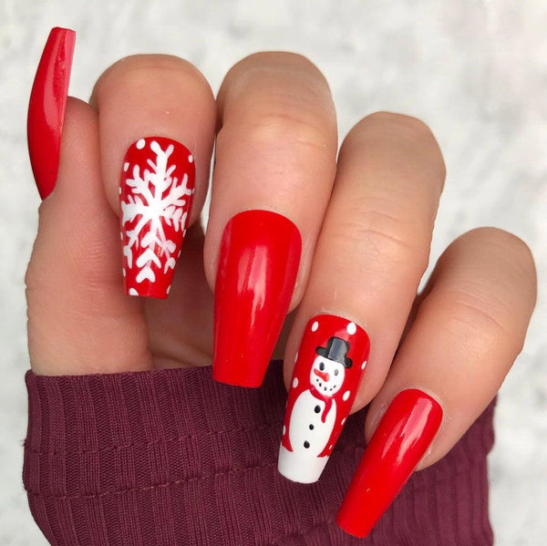 Snowy Days Red Midi Coffin - doobysnailsltd