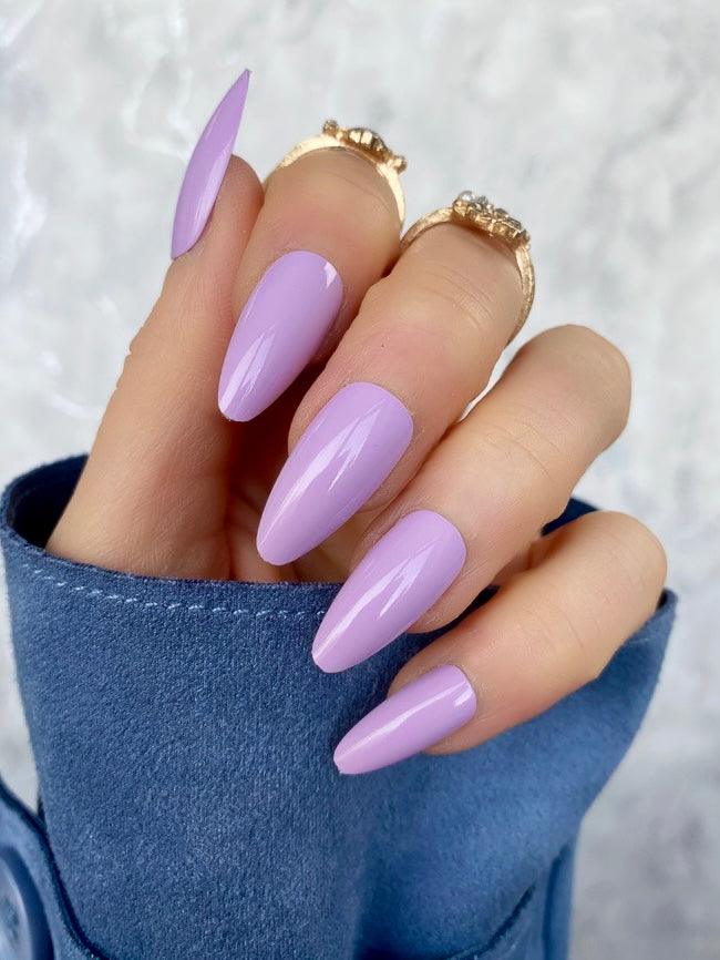 Soft Lilac Gloss Long Almond - doobysnailsltd