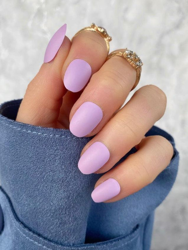 Soft Lilac Matte Short Oval - doobysnailsltd