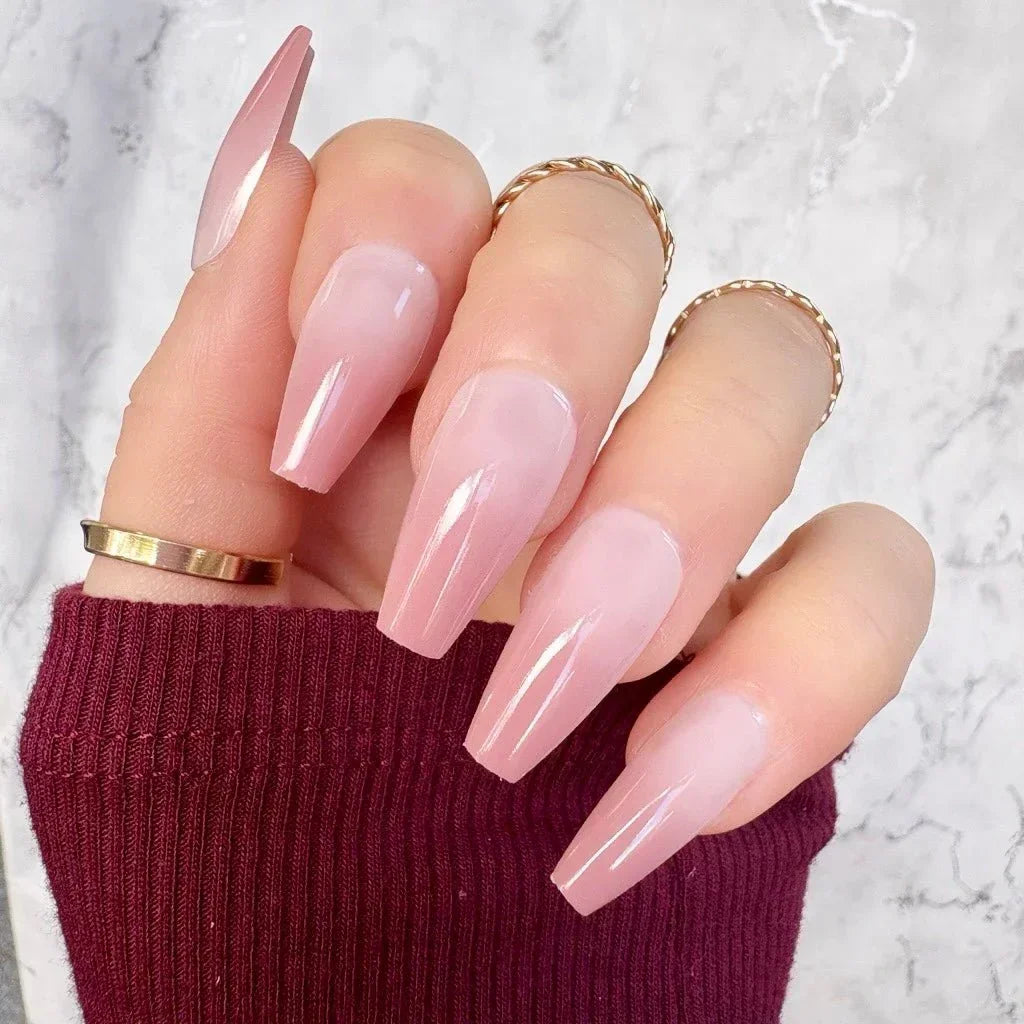 Soft Red Ombre Midi Coffin - doobysnailsltd