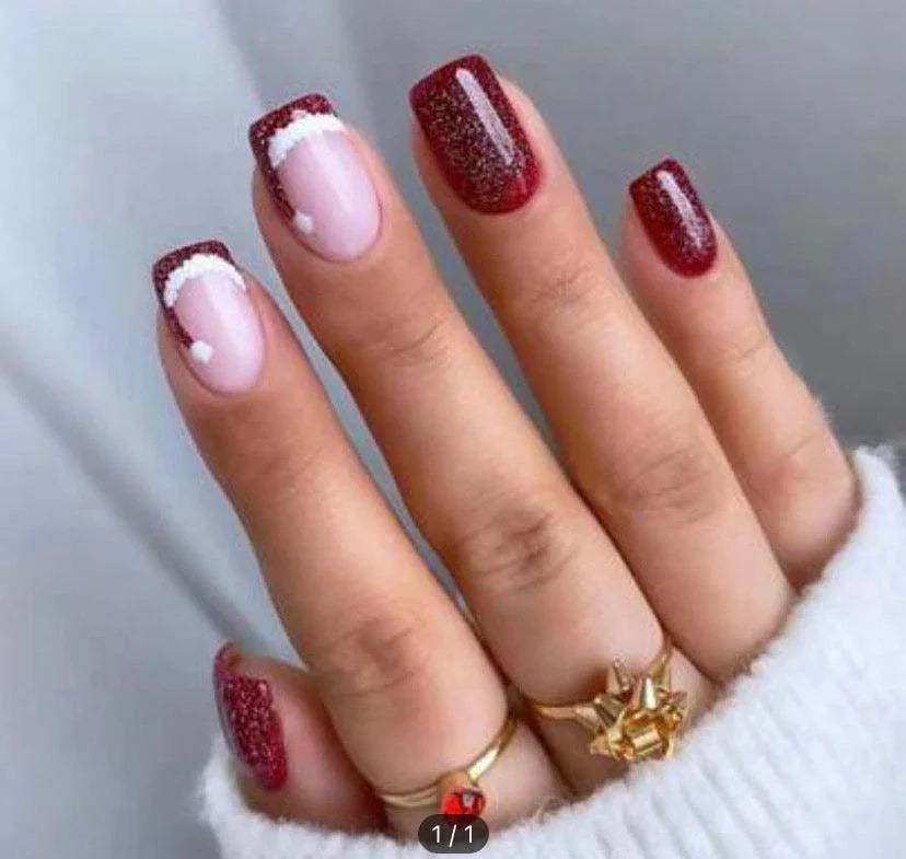 VIRAL ON TIKTOK! Sparkly Santa Short Square - doobysnailsltd