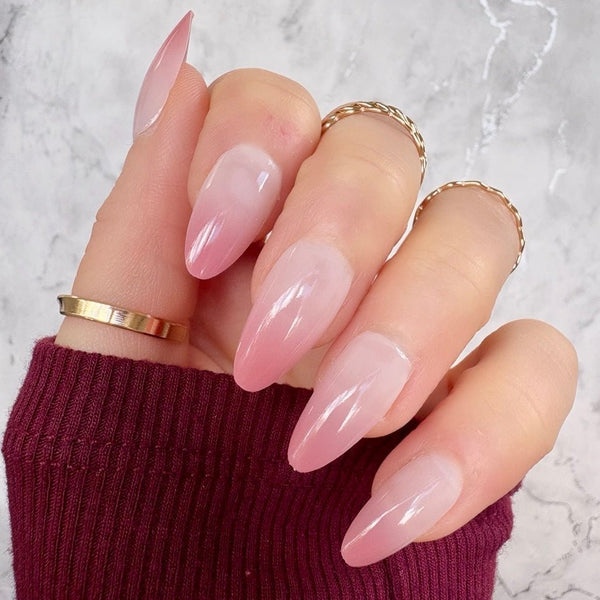 Subtle Red Ombre Almond - doobysnailsltd