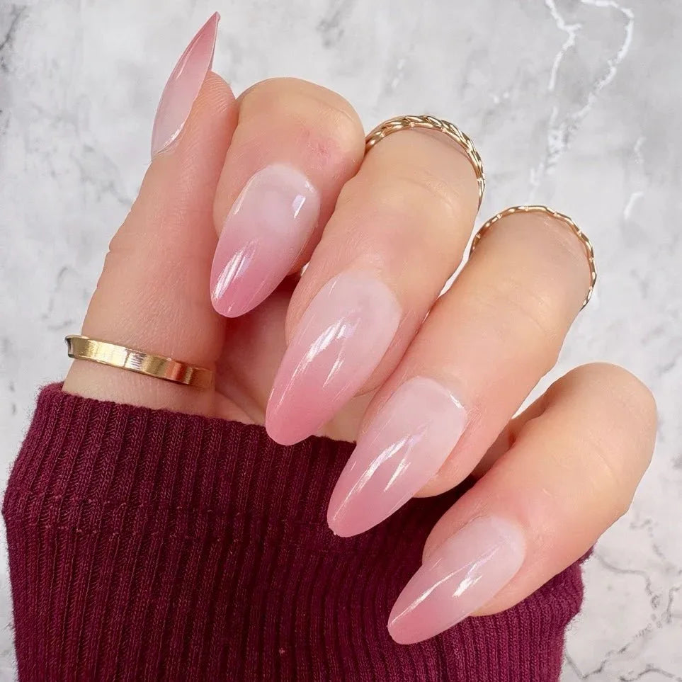 Subtle Red Ombre Almond - doobysnailsltd
