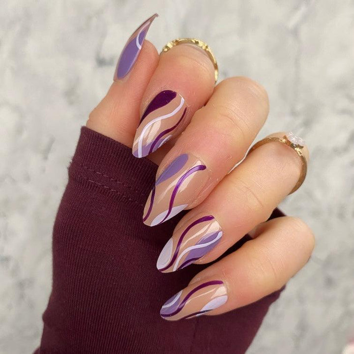 Todays Trending! Purple Swirls Almond - doobysnailsltd